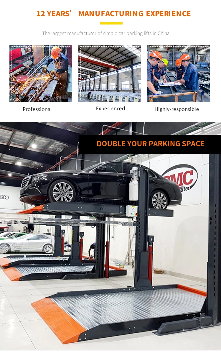 CE TUV Eac 2 Level Mechanical Parking 2 Post Car Parking Lift